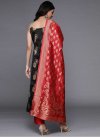 Woven Work Black and Red Readymade Designer Salwar Suit - 1