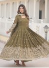 Faux Georgette Embroidered Work Readymade Floor Length Gown - 1