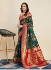 Green and Red Designer Contemporary Style Saree For Festival - 3