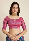 Banarasi Silk Rose Pink and Teal Designer Contemporary Style Saree - 3