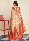 Beige and Red Woven Work Designer Traditional Saree - 3