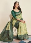 Art Silk Bottle Green and Mint Green Woven Work Designer Contemporary Style Saree - 1