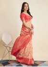 Peach and Red Contemporary Style Saree - 2