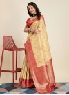 Woven Work Gold and Red Designer Contemporary Style Saree - 3