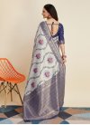 Art Silk Navy Blue and Silver Color Woven Work Traditional Designer Saree - 3