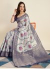Art Silk Navy Blue and Silver Color Woven Work Traditional Designer Saree - 4
