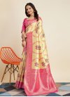 Woven Work Gold and Rose Pink Designer Contemporary Saree - 3
