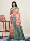 Peach and Teal Woven Work Designer Traditional Saree - 2