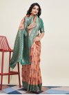 Peach and Teal Woven Work Designer Traditional Saree - 3