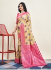 Gold and Rose Pink Designer Traditional Saree For Festival - 2