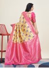 Gold and Rose Pink Designer Traditional Saree For Festival - 4