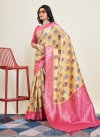 Gold and Rose Pink Designer Traditional Saree For Festival - 1