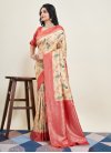 Cream and Red Designer Contemporary Style Saree For Ceremonial - 3