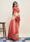 Cream and Red Designer Contemporary Style Saree For Ceremonial - 2