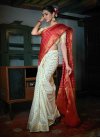 Off White and Red Art Silk Traditional Designer Saree - 1
