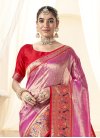Hot Pink and Red Trendy Classic Saree For Party - 1