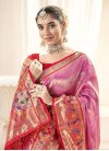 Hot Pink and Red Trendy Classic Saree For Party - 2