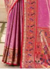 Hot Pink and Red Trendy Classic Saree For Party - 3