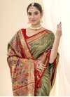 Olive and Red Designer Contemporary Style Saree For Festival - 3
