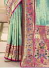 Woven Work Aqua Blue and Rose Pink Traditional Designer Saree - 2