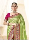 Mint Green and Rose Pink Handloom Silk Designer Traditional Saree - 2