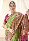 Mint Green and Rose Pink Handloom Silk Designer Traditional Saree - 3