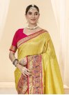 Woven Work Mustard and Rose Pink Traditional Designer Saree - 3