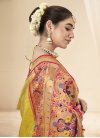 Woven Work Mustard and Rose Pink Traditional Designer Saree - 2