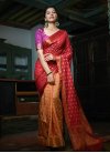 Art Silk Peach and Red Contemporary Style Saree - 1