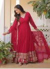 Faux Georgette Embroidered Work Readymade Floor Length Gown - 4