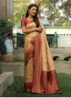 Kanjivaram Silk Cream and Red Trendy Classic Saree - 3
