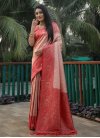 Kanjivaram Silk Woven Work Red and Salmon Designer Contemporary Saree - 1