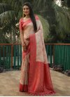 Cream and Red Traditional Designer Saree For Ceremonial - 3