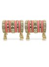 Sumptuous Gold Rodium Polish Beads Work Alloy Gold and Pink Kada Bangles For Bridal - 2