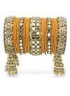 Perfect Beads Work Gold and Orange Kada Bangles for Bridal - 1