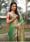 Green and Rose Pink Woven Work Trendy Classic Saree - 2