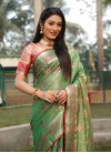 Green and Rose Pink Woven Work Trendy Classic Saree - 3