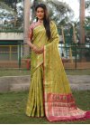 Aloe Veera Green and Hot Pink Woven Work Designer Contemporary Style Saree - 2