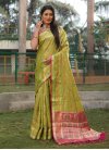 Aloe Veera Green and Hot Pink Woven Work Designer Contemporary Style Saree - 3