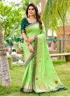 Bottle Green and Mint Green Woven Work Designer Contemporary Style Saree - 1