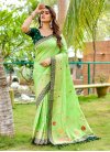 Bottle Green and Mint Green Woven Work Designer Contemporary Style Saree - 4
