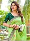 Bottle Green and Mint Green Woven Work Designer Contemporary Style Saree - 3