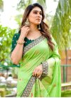Bottle Green and Mint Green Woven Work Designer Contemporary Style Saree - 2