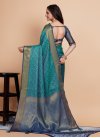 Navy Blue and Turquoise Trendy Classic Saree For Casual - 3