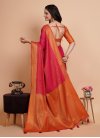 Orange and Rose Pink Art Silk Designer Contemporary Style Saree For Casual - 4