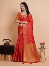 Orange and Red Designer Contemporary Style Saree - 1
