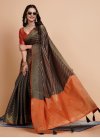 Woven Work Black and Red Designer Contemporary Saree - 2