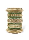 Attractive Beads Work Gold and Green Alloy Kada Bangles - 1