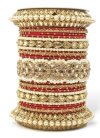 Opulent Gold and Red Kada Bangles For Bridal - 3