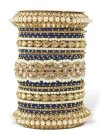 Flamboyant Gold Rodium Polish Beads Work Alloy Cream and Navy Blue Kada Bangles - 1